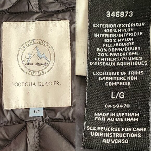 Gotcha Glacier Gray Down Filled Full Zip Midi Puffer Jacket - Picture 4 of 4